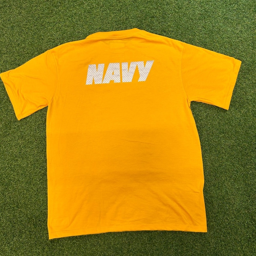 US Navy PT Shirt MJ Soffe Yellow Gold Reflective Physical Training Tee Mens M